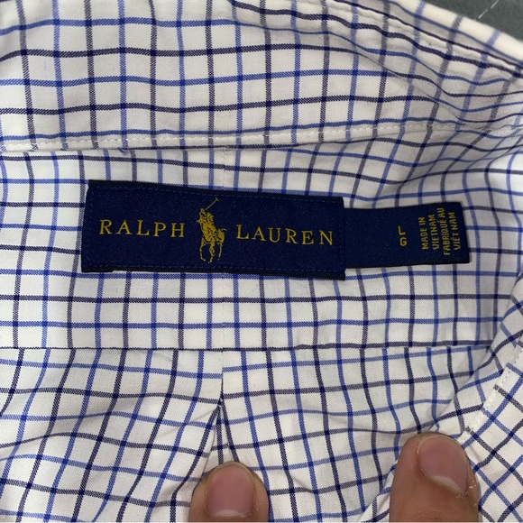 Polo Ralph Lauren Long Sleeve Button Shirt Men's L Blue Plaid - Picture 2 of 7